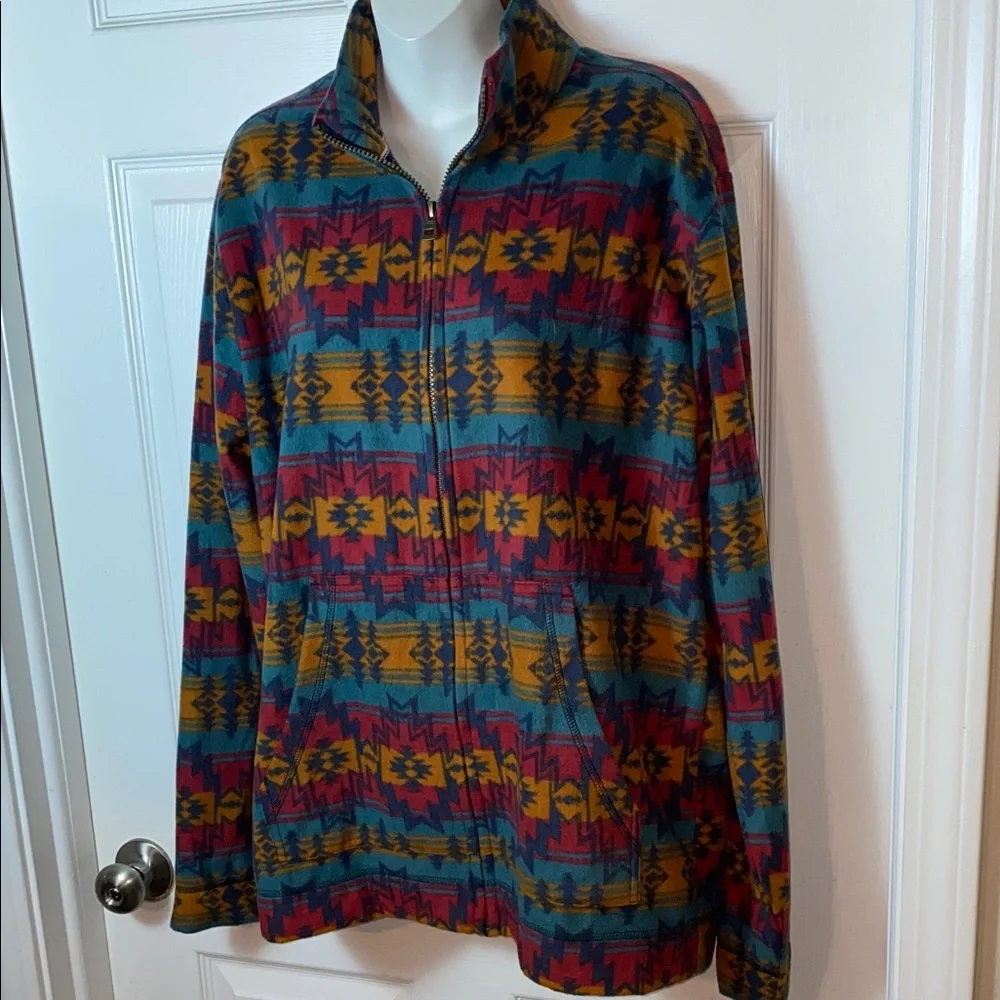 Weatherproof Vintage Aztec Southwestern Fleece Zip Up Jacket Unisex M/L